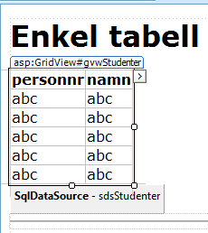 i designfönster). Beskrivning nedan kan, initialt, göras antingen i kod- eller designläge, men när vi ska börja konfigurera kontrollerna måste vi byta till designläge. 1.