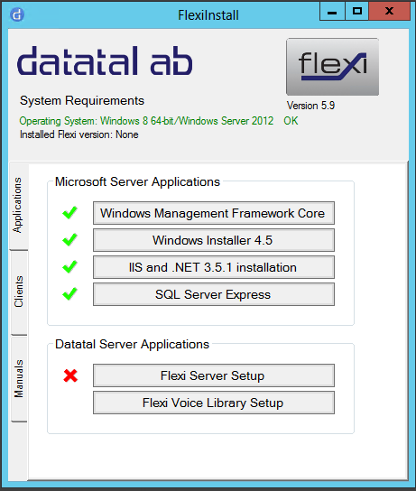 8 Installation pågår, vänta tills alla fönster är stängda och kontrollera med Flexiinstaller.exe om det blir en grön bock.