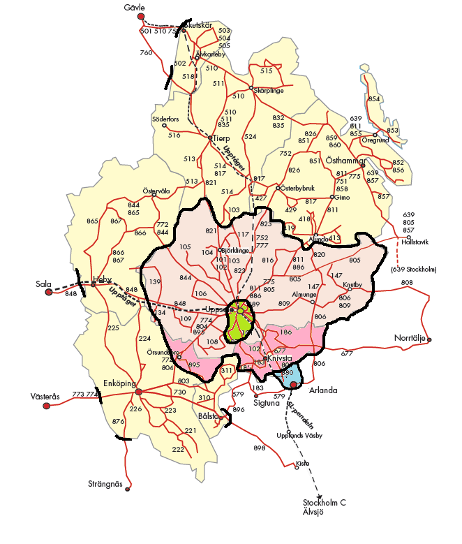 3.3.3. Förändringar av zongränser Zongränserna har i största möjliga mån behållits för att de är allmänt kända och för att underlätta kommunikationen.