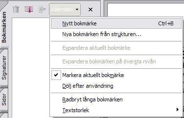 En grundrekommendation är att automatiskt göra H1 och H2 till bokmärken (se instruktioner i avsnittet Inställningar innan konvertering ). Det går även att skapa bokmärken manuellt i pdfdokumentet.