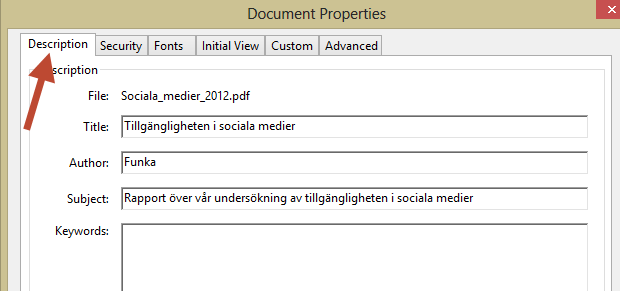 3. Välj Alternativ / Options och Sidegenskaper / Page properties 4. Kryssa i rutan Use Document Structure om den inte redan är ikryssad.