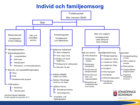 I Jönköpings kommun ser beslutsgången ut enligt följande: Många arbetsuppgifter, processer,