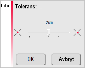 3D Disto, Mjukvaruapplikationer 118 1. Tryck Meny» Applikationer» Plats» Återskapa plats. 2. Ett pop-up-fönster uppmanar att definiera toleransen. Tryck OK för att bekräfta värdet.