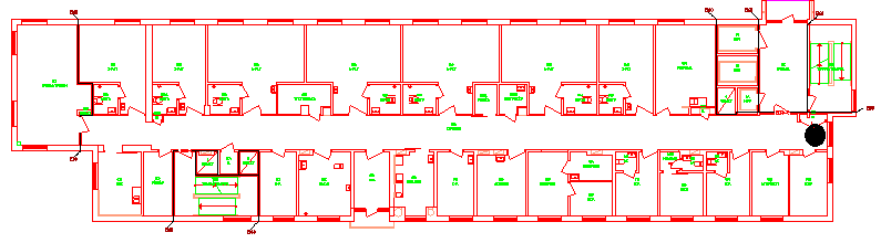7 Analys av Scenario B: Brand i korridor. I detta avsnitt analyseras det scenariot som avser en brand korridor. I Figur 7.1 nedan markerar den svarta cirkeln soffans placering.