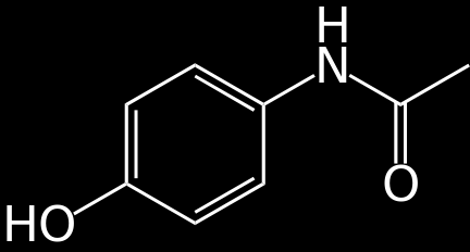 Figur 1. Paracetamol (https://sv.wikipedia.org/wiki/paracetamol) Paracetamoldoser i nivån 10-15 gram (jmf normaldosering max 4 gram/dag) eller däröver kan orsaka livshotande skador på levern.