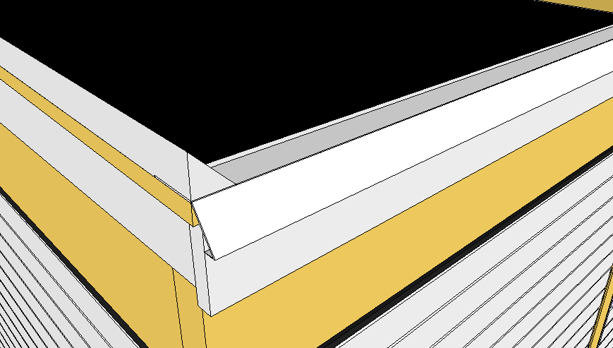 Montera trekantsläkt 45x45 på kortsidorna och framsida. Trekantsläkten skall fästas jäms med utsida råspont. B Underlagspappen rullas ut längs med taklutningen.