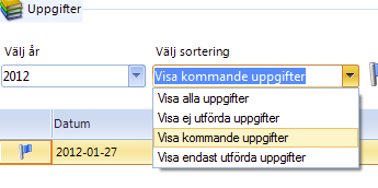 Uppgifter En ny funktion som tillkommit är att det nu finns möjlighet att lägga in uppgifter i programmet.