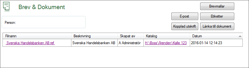 82 (123) 3. Klicka på knappen Bläddra Utkatalog och välj var du vill skapa din nya mapp. (Även om du skriver ut till skrivare måste breven finnas på en fil i datorn först.