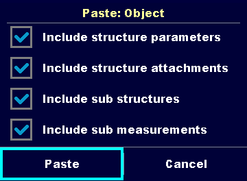 Metrel MI3152 side 58 5.1.3.8 Kopiera & Klistra in ett strukturobjekt I denna meny kan valt strukturobjekt kopieras och klistras in på tillåten plats i strukturträdet.