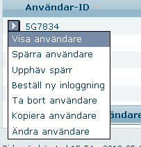 Fråga på användare Väljer du t.ex. Moduler, får du en översikt över vilka moduler den eller de valda användarna har åtkomst till.