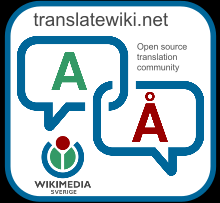 Badge som kan utfärdas av och inom translatewikis gemenskap. Badge translatewiki för utfärdande från Wikimedia Sverige, vid events och utbildningar.