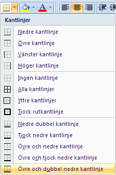 Markera sedan månaderna och välj en färgkod från formatmenyn, och gör sedan samma med produkterna. Sätt formatet summa på rad 13 och gör sedan talen i I kolumnen Fetstila. Ex.