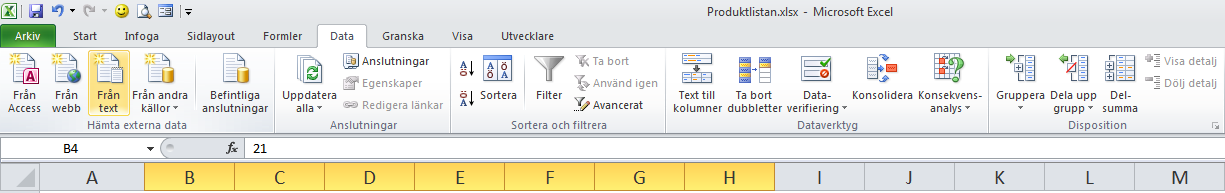 I exemplet på nästa sida har jag gjort vissa förändringar i kalkylen. Spara kalkylen med namnet Villkorsstyrd formatering i din mapp på ditt personliga konto.