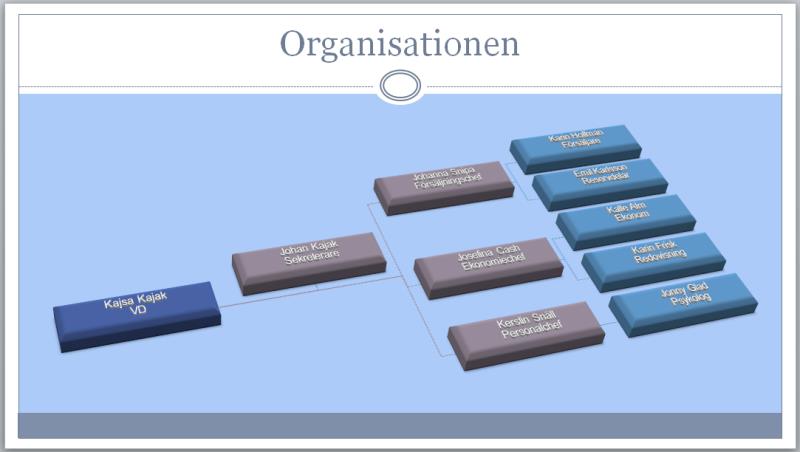 Klicka en gång på Organisationsschemat om det inte är aktivt, Använd CTRL + A för att markera alla