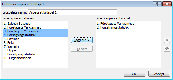 Markera bild 5 och upprepa från föregående namnge denna gång Produkter, sedan bild nio (diagrammet) infoga nytt avsnitt namnge Statistik.