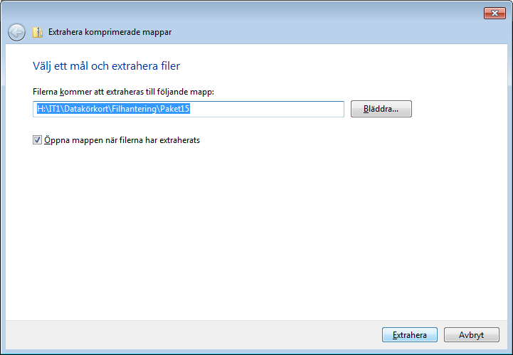 ARBETA MED KOMPRIMERADE FILER I den här övningen skall vi testa att Komprimera filer som har packats ner för att bli enkla att bifoga med e-post eller för att lägga upp i ftp arkiv.