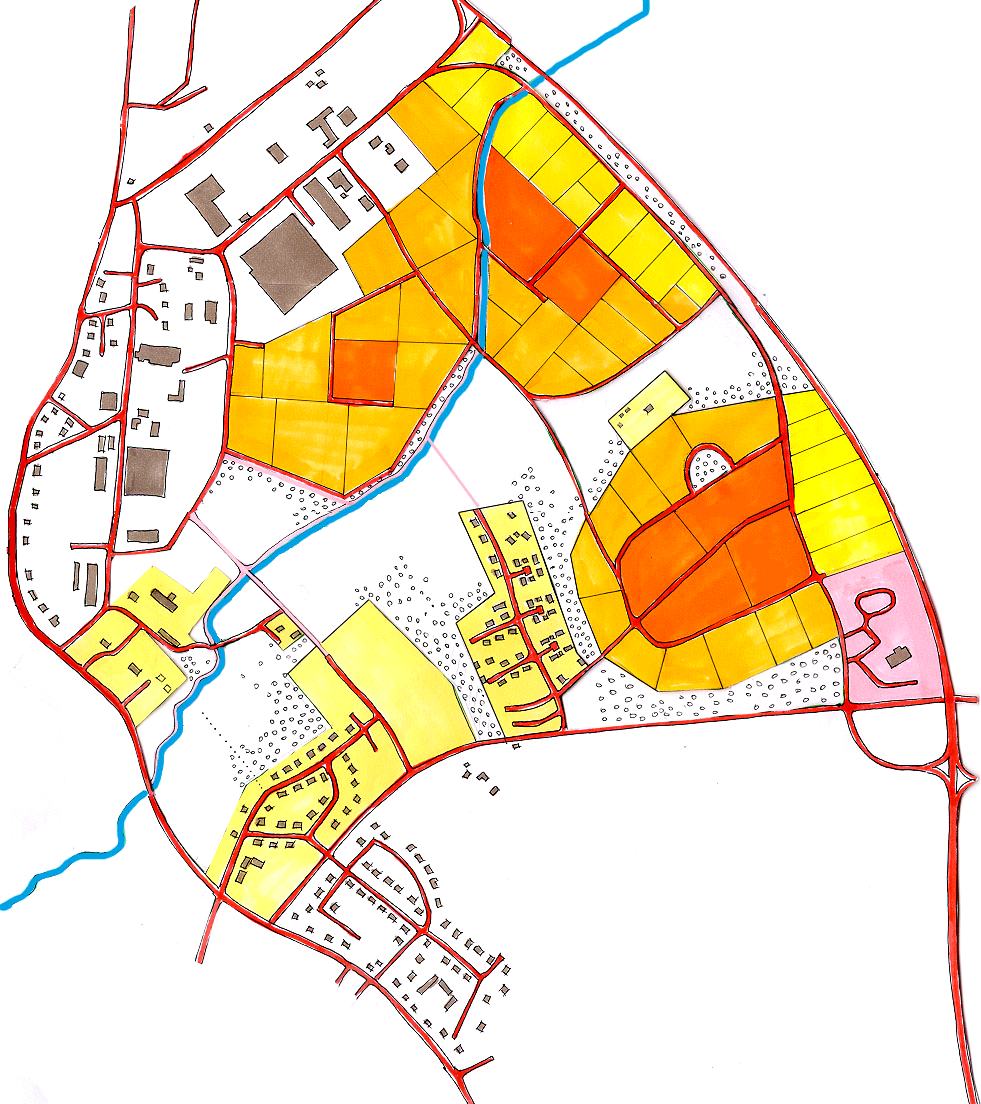 48(65) Fördjupad översiktsplan, Tanumshede Överväganden Nedanstående skiss är en idé om hur verksamhetsområdet vid Ryland och Tanums Näringspark skulle kunna utvecklas.