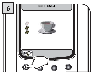 BRYGGA KAFFE ESPRESSO / LONG COFFEE Nedanstående visar hur man brygger en espresso. För annan typ av dryck använd lämplig tryckknapp. Se till att koppen är stor nog att rymma vald dryck.