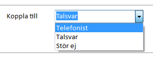 Visionutveckling 34 Välj vart telefonen ska kopplas Du kan här välja om du vill att anknytningen ska vidarekopplas till telefonist, talsvar eller annat nummer.