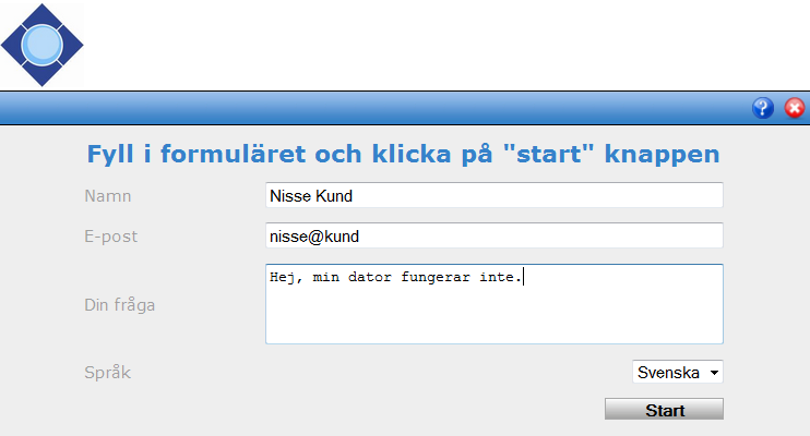 Knappen kan ha nästan vilket utseende som helst, bilden nedan är ett exempel. Knappen kan placeras i stort sett var som helst på en hemsida.