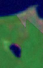 2. Markera objekt i kartan (så att områdets brytpunkter visas 3. Digitalisera genom att markera brytpunkter för det som ska bli en ö (punkterna 2:1 2:6).