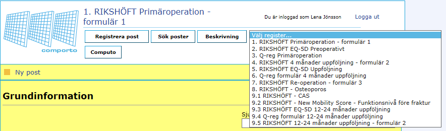 Kortkommando Det går bra att växla mellan Comporto och Computo utan att logga ut.