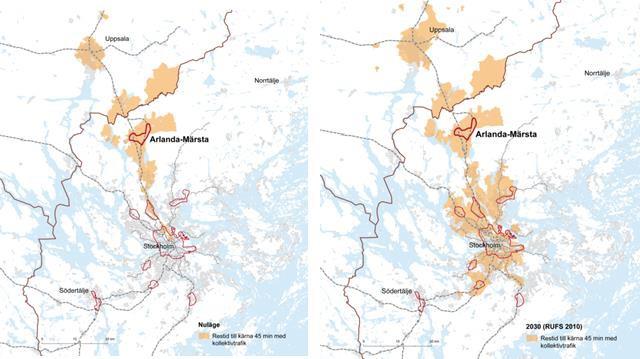 Den regionala stadskärnan Arlanda-Märsta är ett utpräglat arbetsplatsområde och branscher domineras av transporter, tillverkning, företagstjänster, handel, hotell och restaurang.