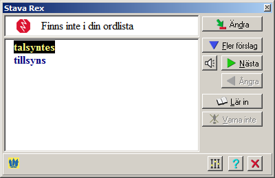 1.1 Kontrollera stavningen med Stava Rex 1. Placera markören före meningen Ja kåmer.. 2. Klicka på flika Oribi i menyraden 3. Klicka sedan på Stava Rex 4.