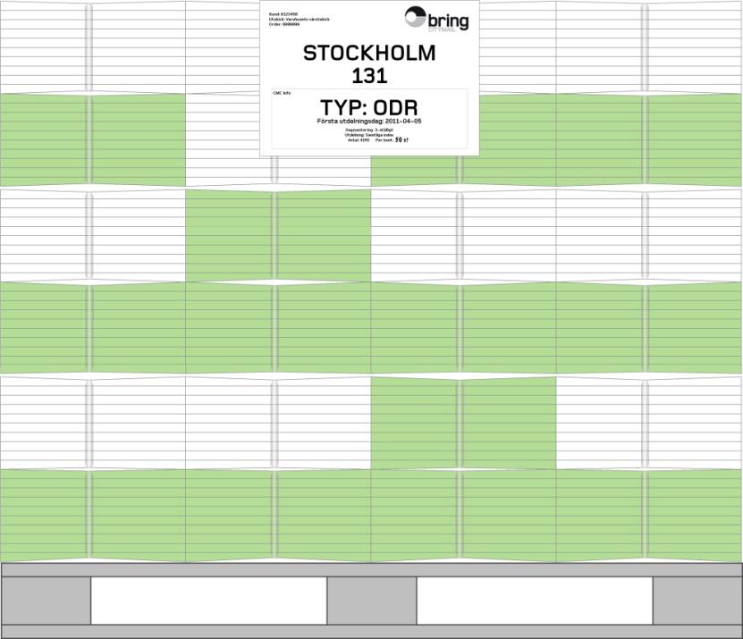 Avskiljning och packning Samtliga buntar skall packas på pall av EUR-typ, dvs. en pall med måtten 1,2*0,8 m. En packad pall får maximalt vara 1,2 m hög (inkl. pall).