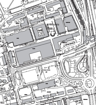 Mölndals centrum idag: Karaktäristiskt för dagens centrum är stora parkeringsytor, dålig blandning av verksamheter längs huvudstråket, dåligt utformade stadsrum som gator och torg, brist på grönska