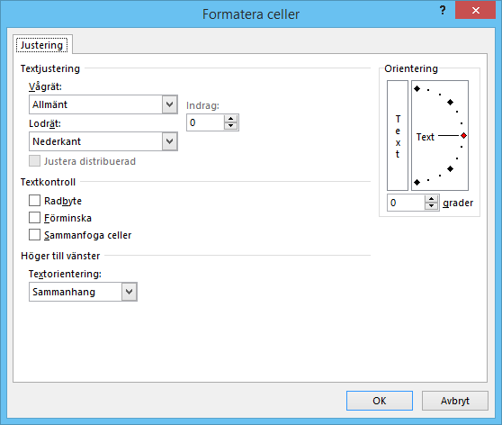 6.3 Justering Använd Excel s justerings(alignment) funktion för att