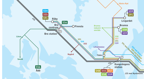 Figur 2 Kollektivtrafik 4. Förslag Ny anslutning En ny infart till området planeras från väg 840 i befintlig korsning med Klövtorpsvägen. Den befintliga korsningen utgörs av en tre-vägskorsning.