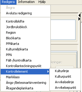 2.1.3 Redigera (endast för redigerare) Här väljer man vad man vill redigera. Menyn ser olika ut beroende på vilken behörighet man har. Se mer detaljer kring redigering i kap. 4.