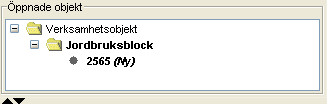 2.6 Objektlista (endast för redigerare) Här visas alla objekt som är öppna för redigering eller har valts ut under redigeringen. Det objekt som är markerat med fetstil är det som är aktivt.