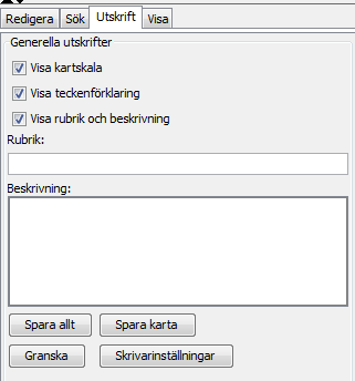 3.7.10 Rensa sökträffar När man söker på objekt markeras träffarna i kartbilden med antingen ett rött kryss, röda kantlinjer, blå prickar eller en genomskinlig polygon.