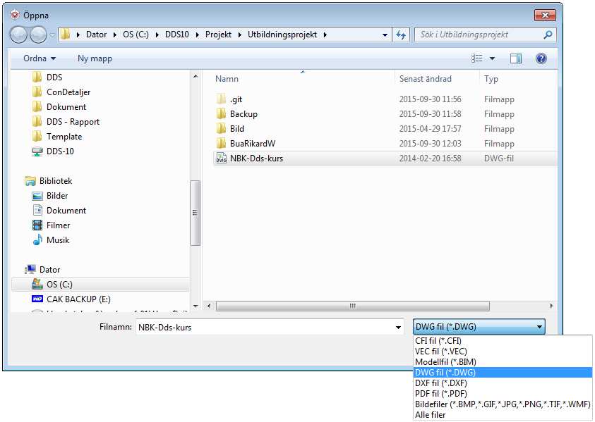 4 Kapitel 16 Situationsplan DDS-CAD Arkitekt 10 Tryck [Bläddra] 2d fil Välj filformat, DWG är att föredra