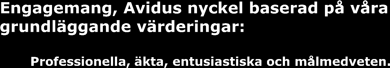 Avidu syftar också till att uppnå bättre ordning och reda på arbetsplatsen. En bättre planering och samordning leder till ett jämnare arbetstempo, vilket i sin tur ökar effektiviteten.