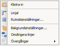 Menyns innehåll ändras till viss del när en linje är aktiv. Snabbmeny för linjer 1 2 1 1 1. Linjetyper Används för att ändra linjetyp. 2. Omdirigera linjer Används för att omdirigera linjer.