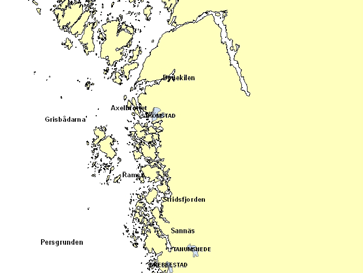 186 Bilaga till delrapport 5. Husbehovsfiske i Bohuslän. Frågeformulär. Fråga 15 Var brukar du fiska. På de följande sidorna finns förenklade kartor över kuststräckan mellan Göteborg och Strömstad.