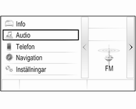 6 k / l Radio: tryck för att välja nästa/föregående favorit i förarinformationscentralen... 99 Media: tryck för att välja nästa/föregående spår i förarinformationscentralen.