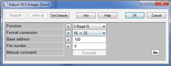 Är det ett register man vill läsa från slaven kan man använda RCV Integer Direct. Den ska referera till stationsboxen.