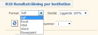 Klicka på rutan för att spara dina personliga val. Dessa finns kvar nästa gång du väljer rapporten. Om du har sparat ett urval syns detta med ett rött kryss.