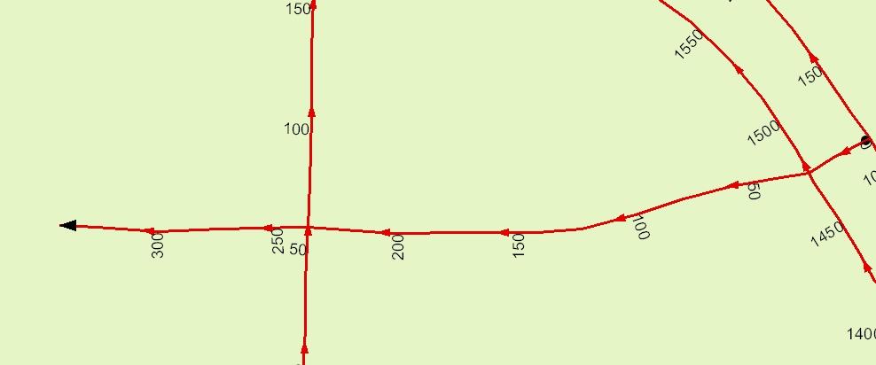 12 för en referenskedja är proportionstal, dvs. de är inte meter. M-talen växer i referenskedjans digitaliseringsriktning, men börjar inte alltid från noll. Bild 4.