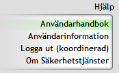 2.6 HJÄLP Menyvalet Hjälp innehåller funktionalitet för att se detaljerad information om den inloggade medarbetaren.