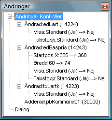 Borttagning av enstaka ändringar Du kan lätt ta bort en enskild ändring genom att välja visa - ändringar och markera den ändring du vill ta bort.