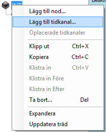 Sid 9 (18) Figur 3 Inställningssida för filternod. 3.2 Tidkanaler Tidkanaler läggs till genom att högerklicka en filternod i trädet och därefter välja Lägg till Tidkanal.