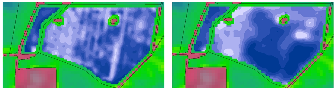 Satellitindexkartor i jämförelse med kartor från Yara N-Sensor Om man gör visuella jämförelser mellan variationen i N-sensorkartor och satellitindexkartor överensstämmer dessa i stora drag med