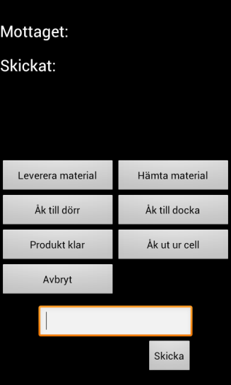 Figur 30: Androidapplikationens olika gränssnitt 5.2 Kommunikation I detta avsnitt behandlas resultaten av metoderna för kommunikation samt de lösningsförslag som fanns inom problemområdet.