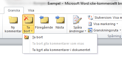 7. Kommentarer Kommentarer är inte en del av funktionen Spåra ändringar, men det är en användbar funktion som du kan vara till stor nytta vid en granskning.