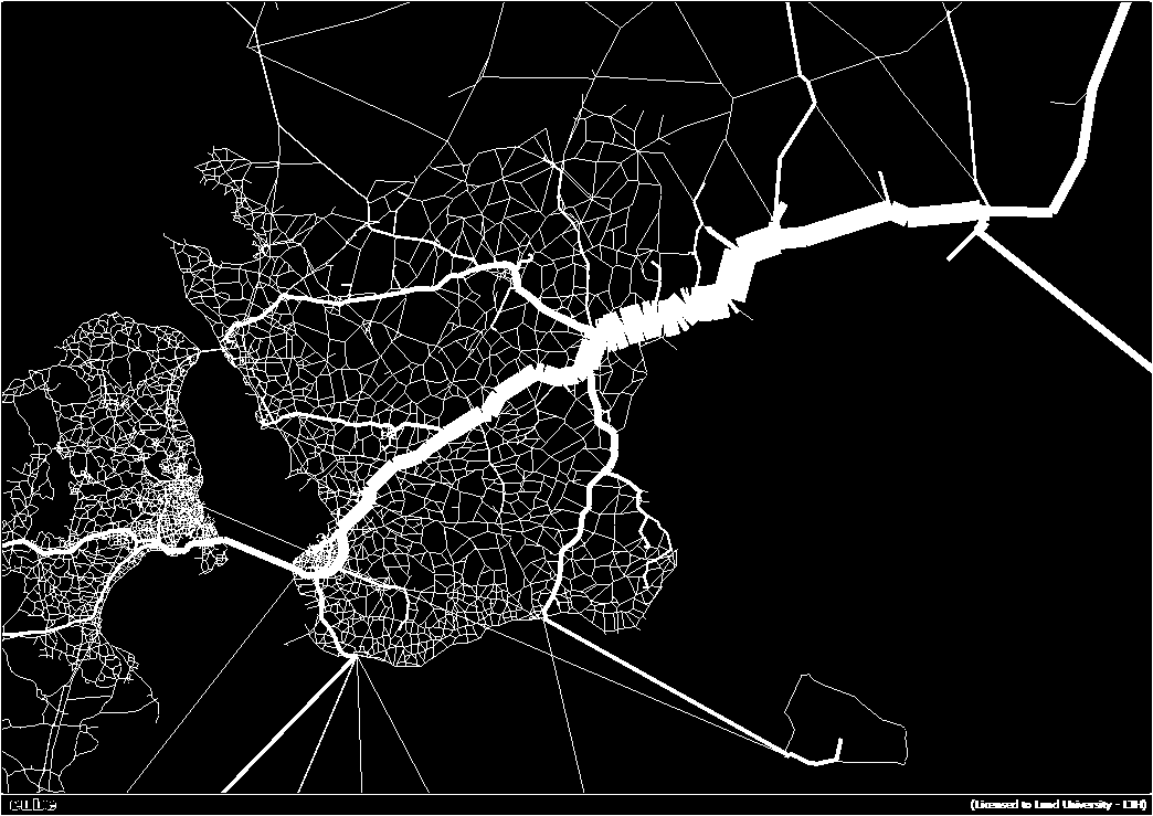 Modellberäknade transportflöden som passerar Lv23 vid länsgränsen, 2013.